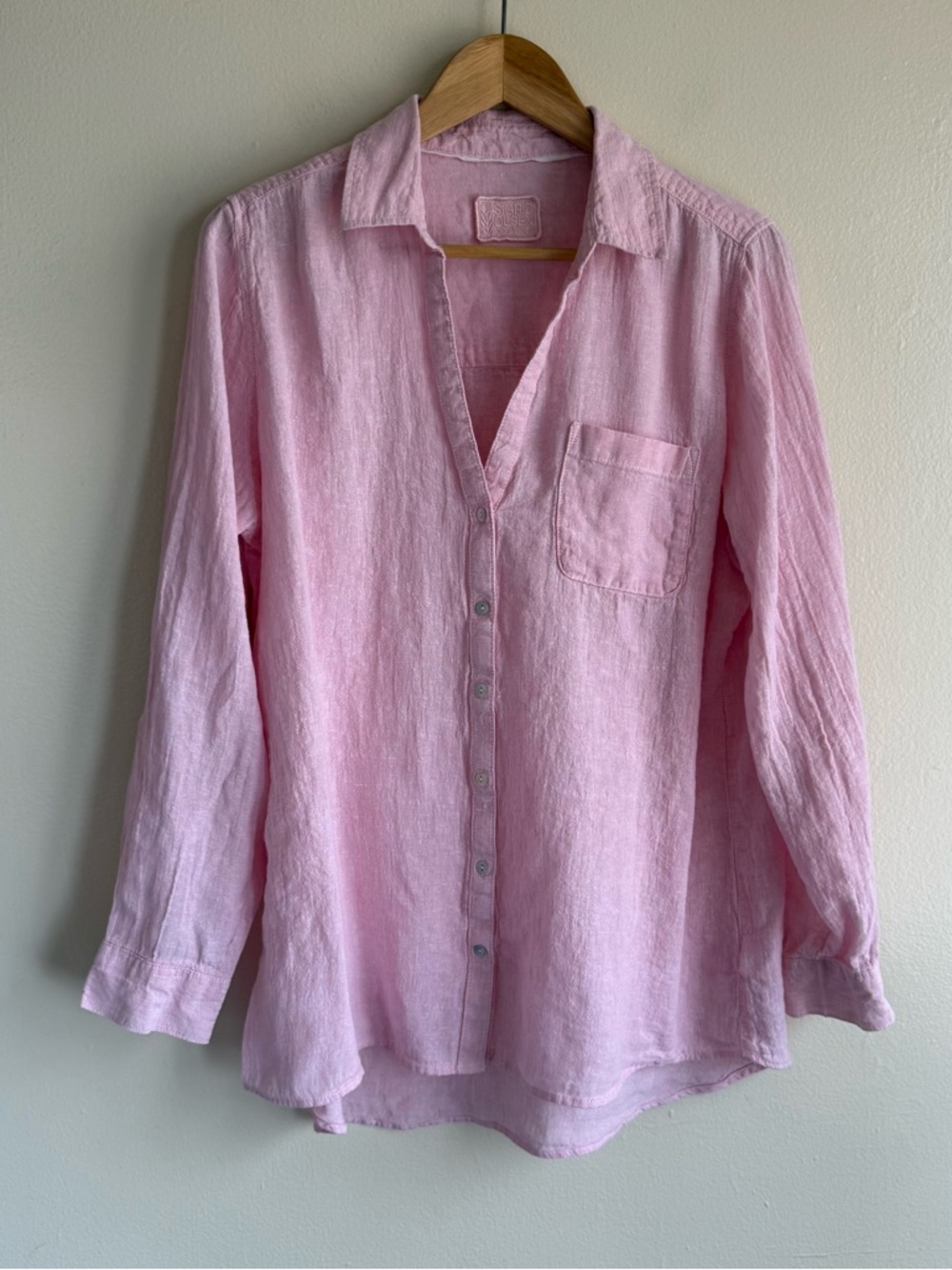 Sigrid Olsen Pale Pink Linen Collared Shirt